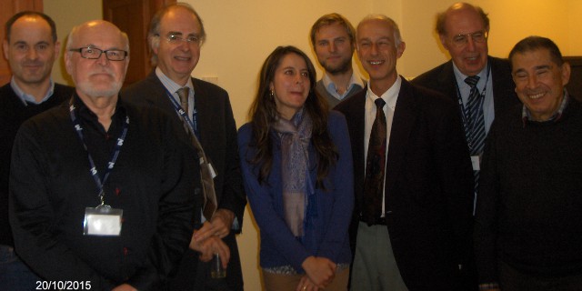 Participants of the meeting are in good shape. From left to right:<BR>
Thomas Meiren, Kari Komonen, Antoine Despujols, Flor Angela Quintero,<BR>
Thomas Anlahr, Roberto Ravaglia, Franco Santini, Francesco Cangialosi.<BR>
Photo: Guido Walt