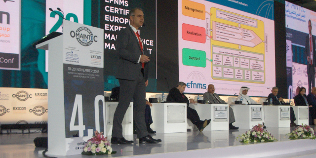 Torsten Ekström (SE), presenting the EFNMS Certified Expert in Maintenance Management.