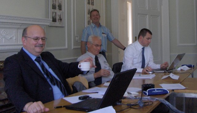 Meeting of the European Training Committee<BR>
 Mladen Jakovci, HR; Vaclav Legat, CZ and Toms Hladik, CZ; behind Robert O'Connor, IE<BR>
 New item: e-learning