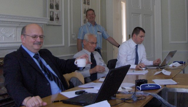 Meeting of the European Training Committee<BR>
Mladen Jakovci, HR; Vaclav Legat, CZ and Tomás Hladik, CZ; behind Robert O'Connor, IE<BR>
New item: e-learning